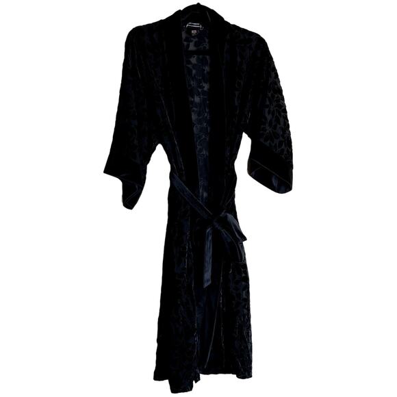 Victoria's Secret Luxury Artisan Robes Women Sz XS / Small Black Velvet Sheer - Picture 1 of 13